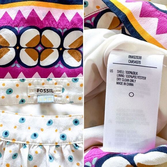 FOSSIL XS 100% Silk Bonnie Dress - Picture 3 of 3